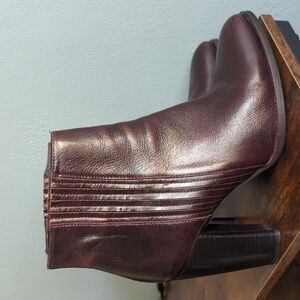 Beautiful Burgundy Leather Pull-On Ankle Boots Zara Basic